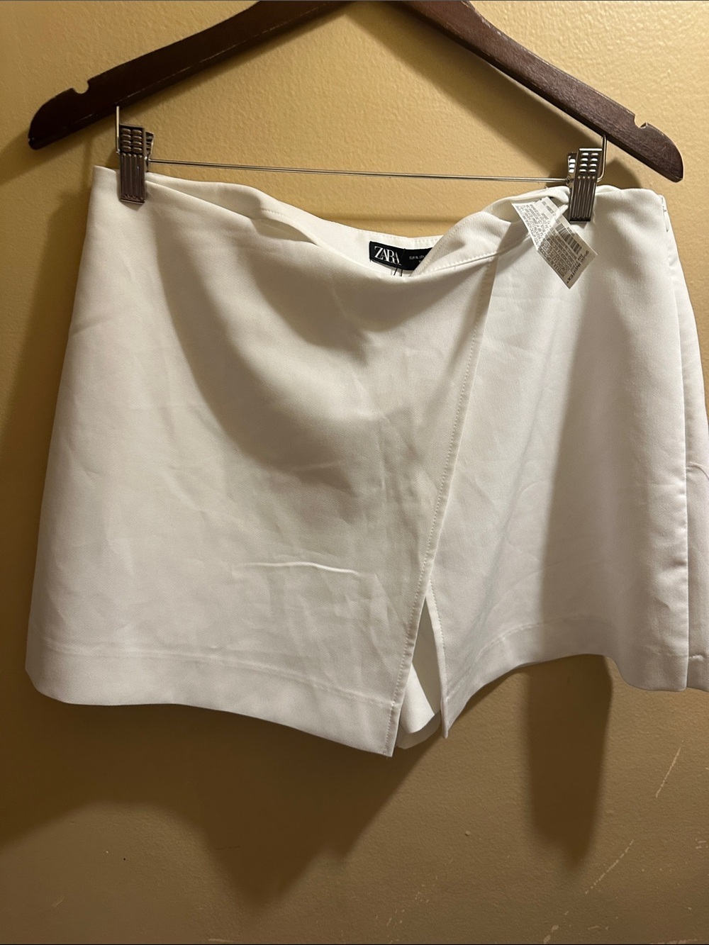 Zara White Asymmetrical Wrap Skort